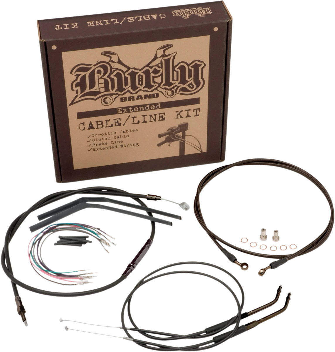 Complete Black Vinyl Handlebar Cable/Line Kit for Ape Hangers (16")