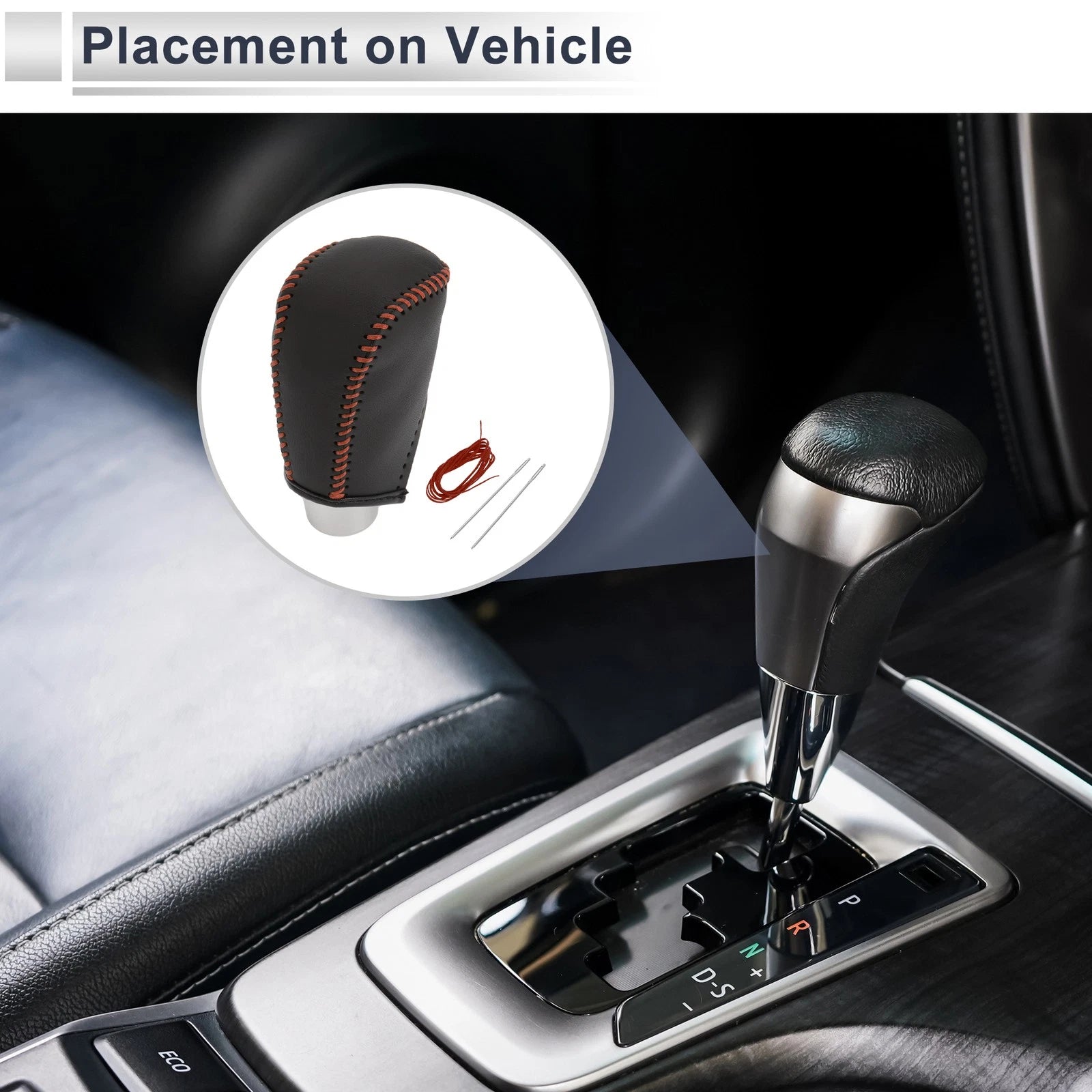 Gear Shift Knob Cover for Toyota Corolla (2009–2013) Black Brown Faux Leather