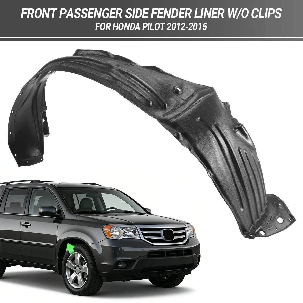 Front Passenger Side Fender Liner for Honda Pilot (2012–2015) HO1249153