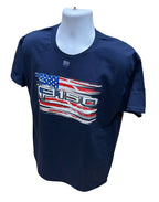 American Flag T-Shirt Navy Blue Distressed Design for Ford F-150 (2004–2020)
