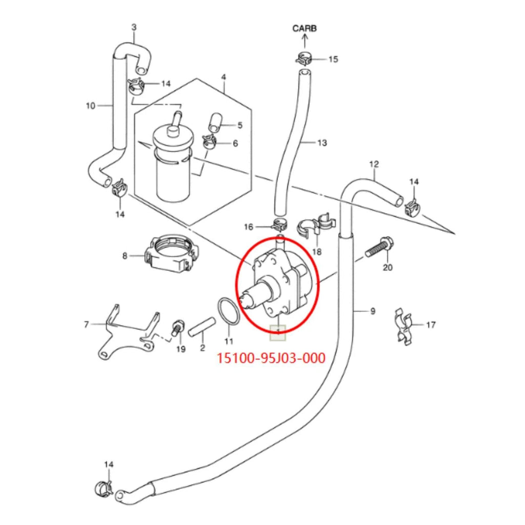 Fuel Pump for Suzuki DF25 (15100-95J00, 15100-95J0V, 15100-95J03)