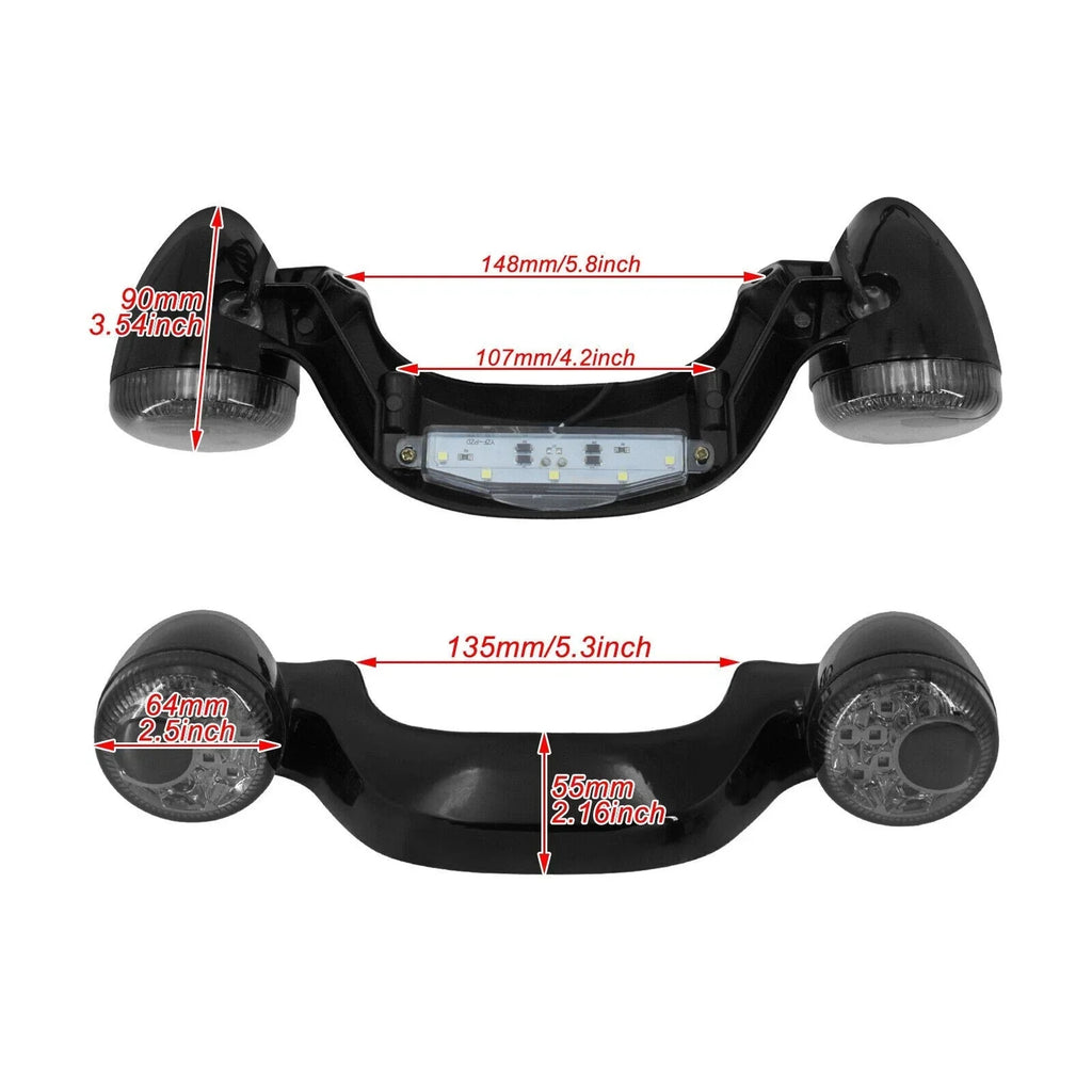 Gloss Black Rear Turn Signal Brake Light Bar for Harley Touring Glide (10-22)