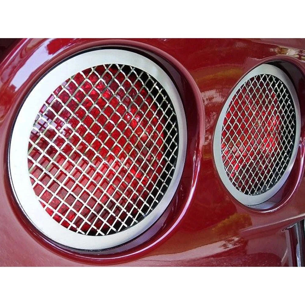 Laser Mesh Tail Light Grilles Polished Stainless Steel for Chevy Corvette (2005–2013)