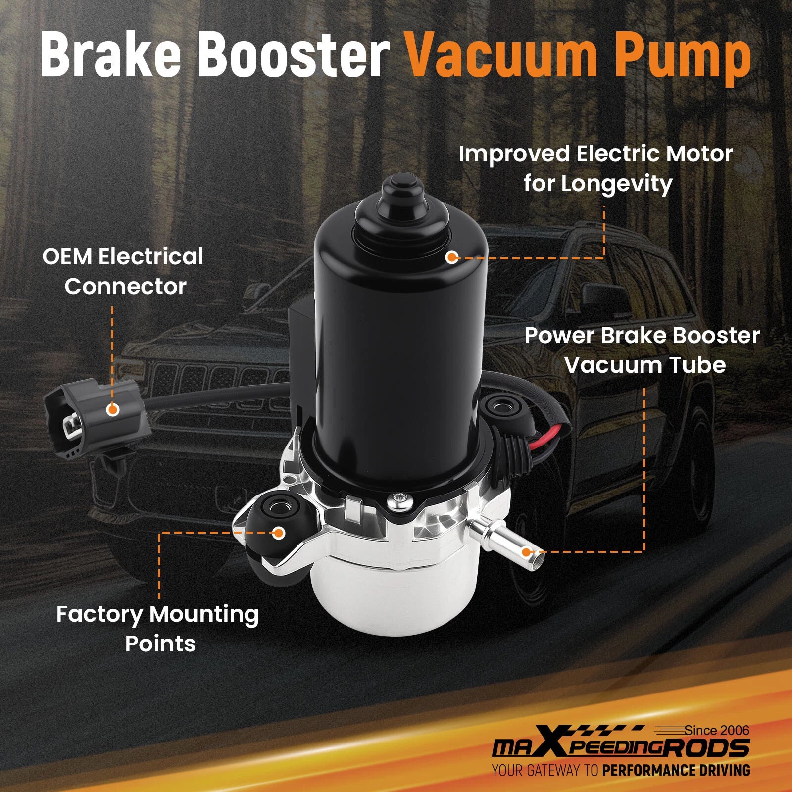 Power Brake Booster Air Vacuum Pump for Dodge Durango (2016-2019)