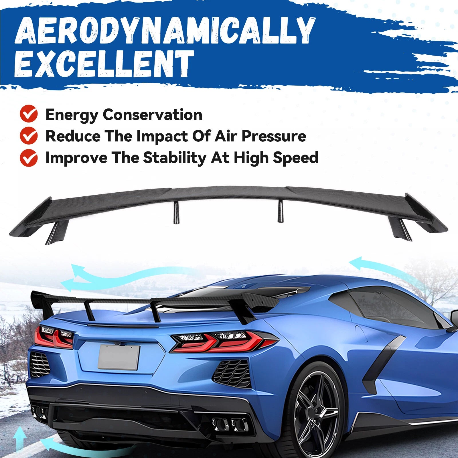 Rear Trunk Spoiler for Chevy Corvette C8 Z51 (2020–2025) Carbon Fiber Look