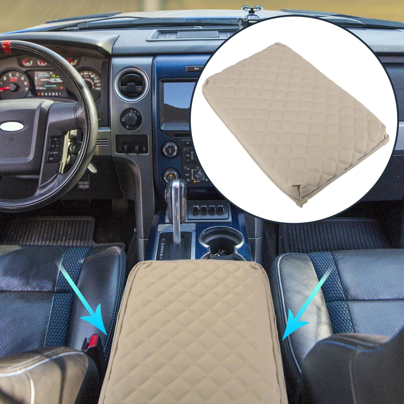 Center Console Lid Armrest Cover for Ford F-150 (2009–2014) Beige