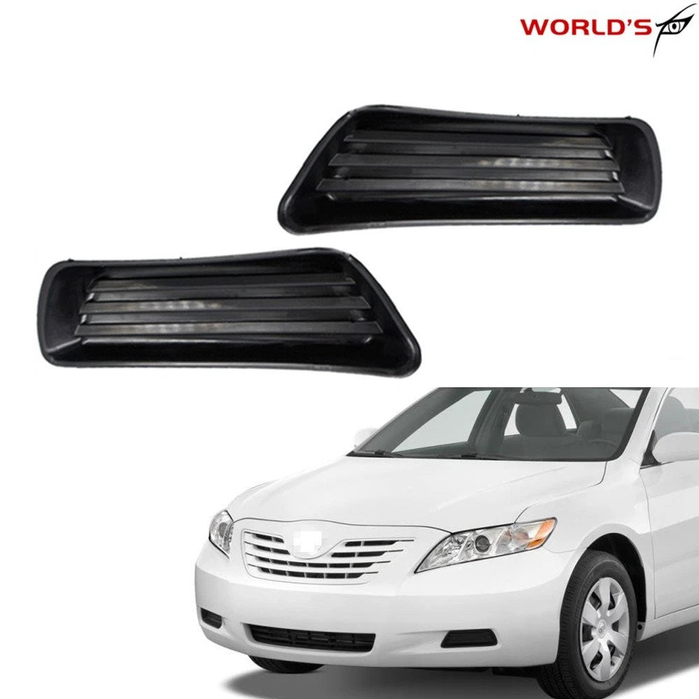 Set of 2 Bumper Fog Light Lamp Covers Trim Black for Toyota Camry (2007–2009)
