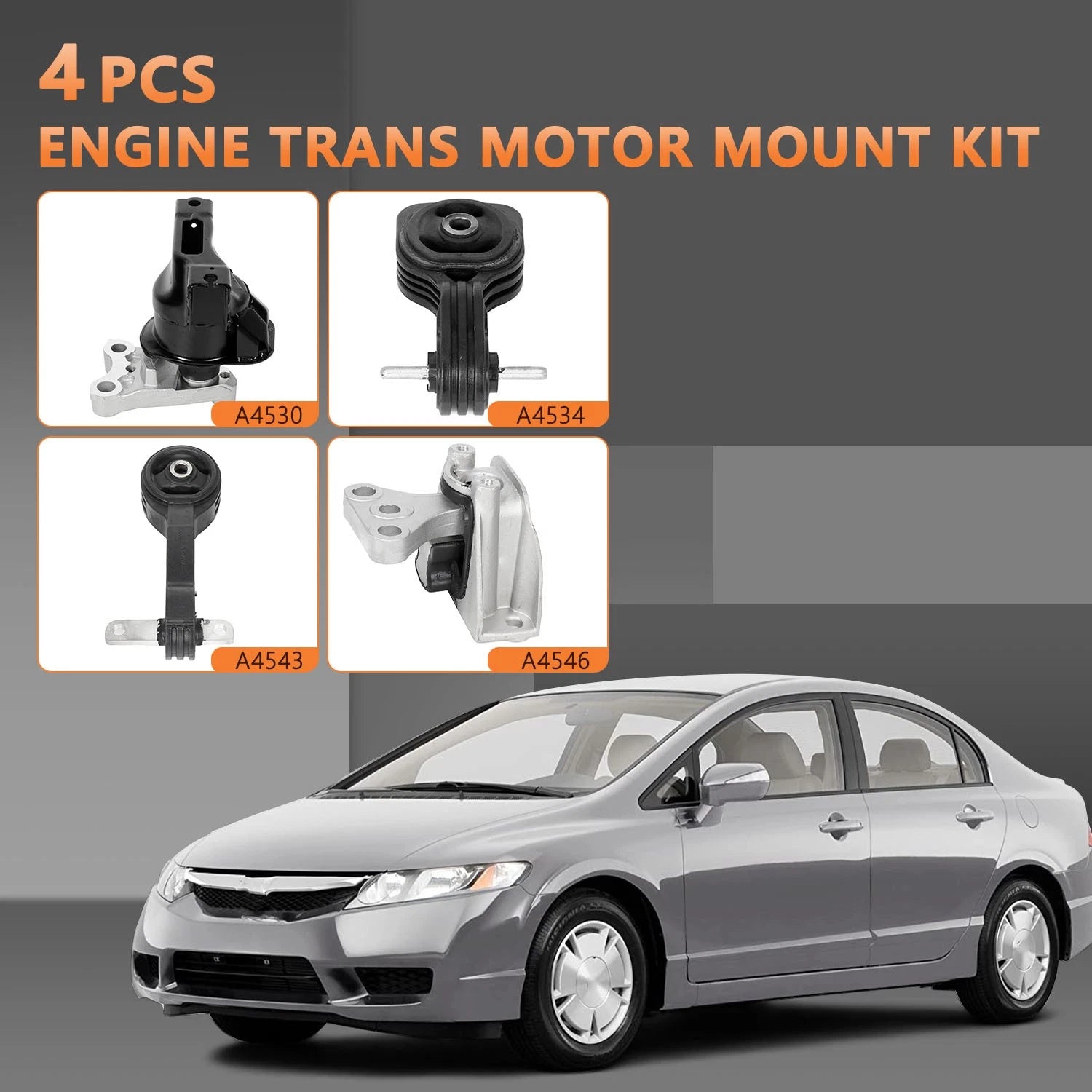 Set of 4 Engine Motor Mounts for Honda Civic (2006–2010)