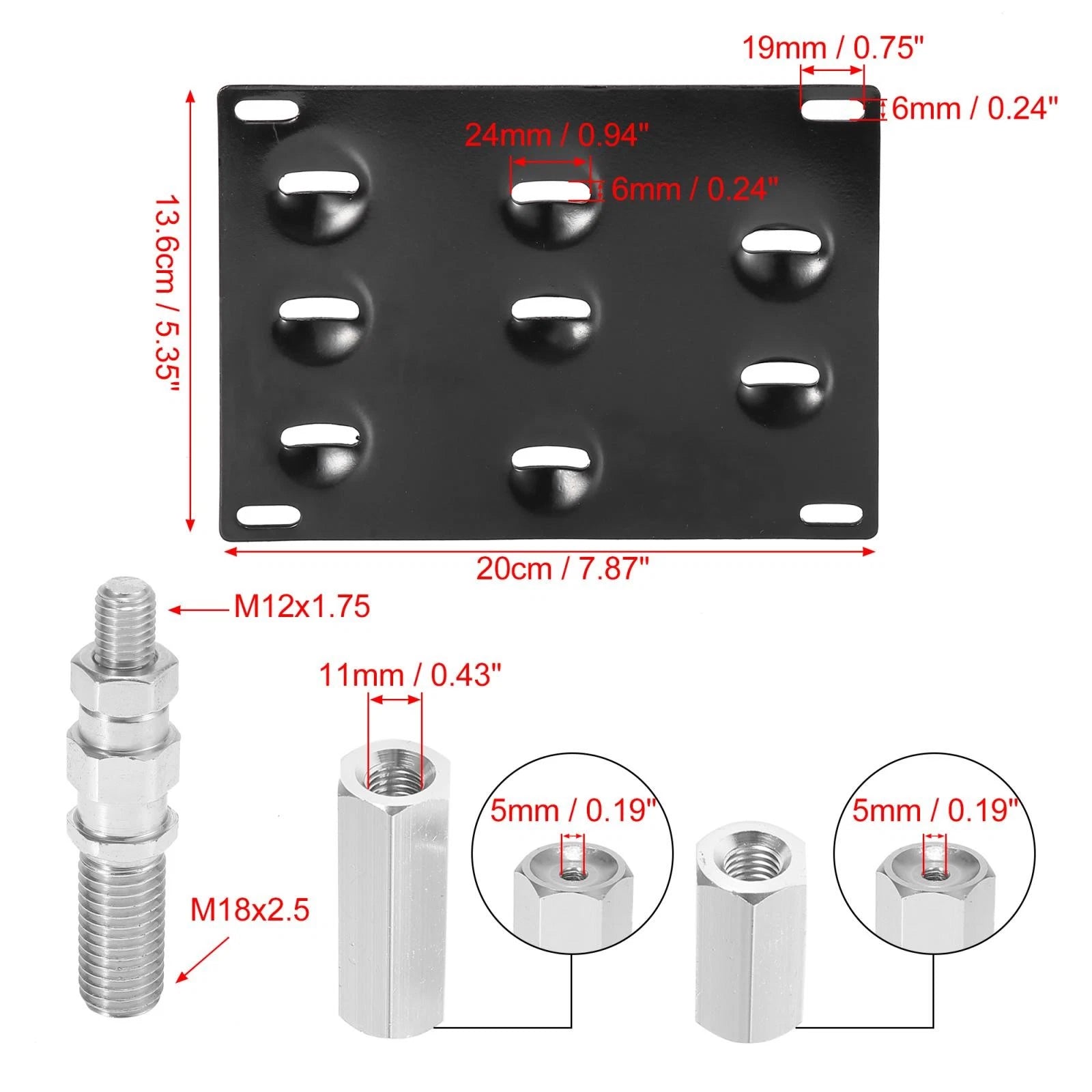 Tow Hook License Plate Mount Bracket Set for Mazda MX-5 Miata (2006–2015)