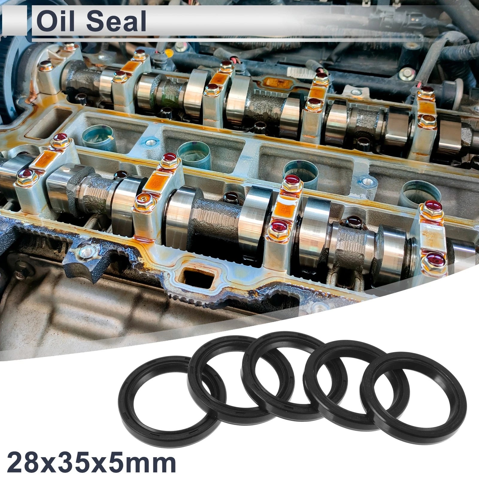 Set of 5 Oil Seal Rotary Shaft Seal Nitrile Rubber 28x35x5mm