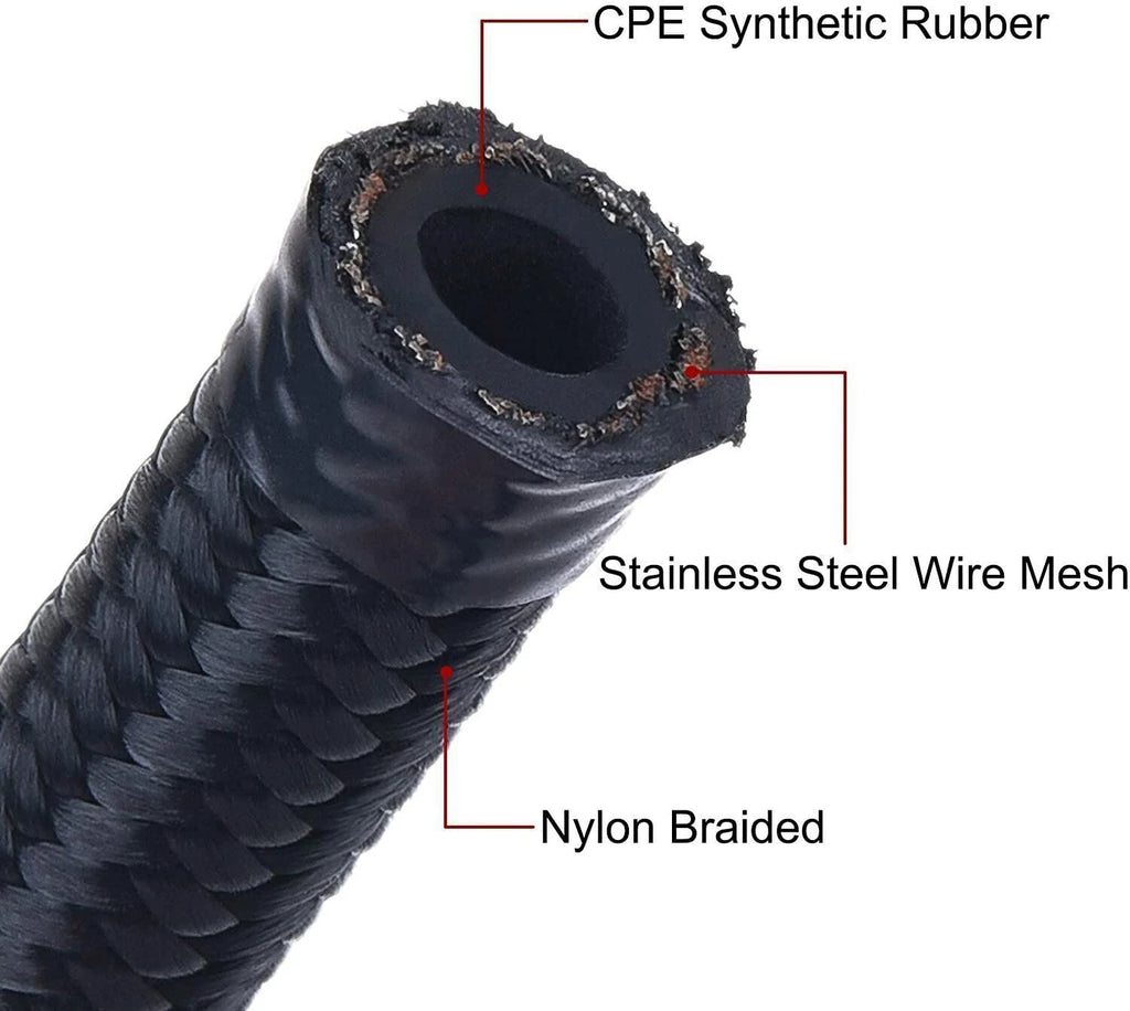 Fuel Hose Oil Gas Line for AN4/AN6/AN8/AN10/AN12 (Nylon Stainless Steel Braided)