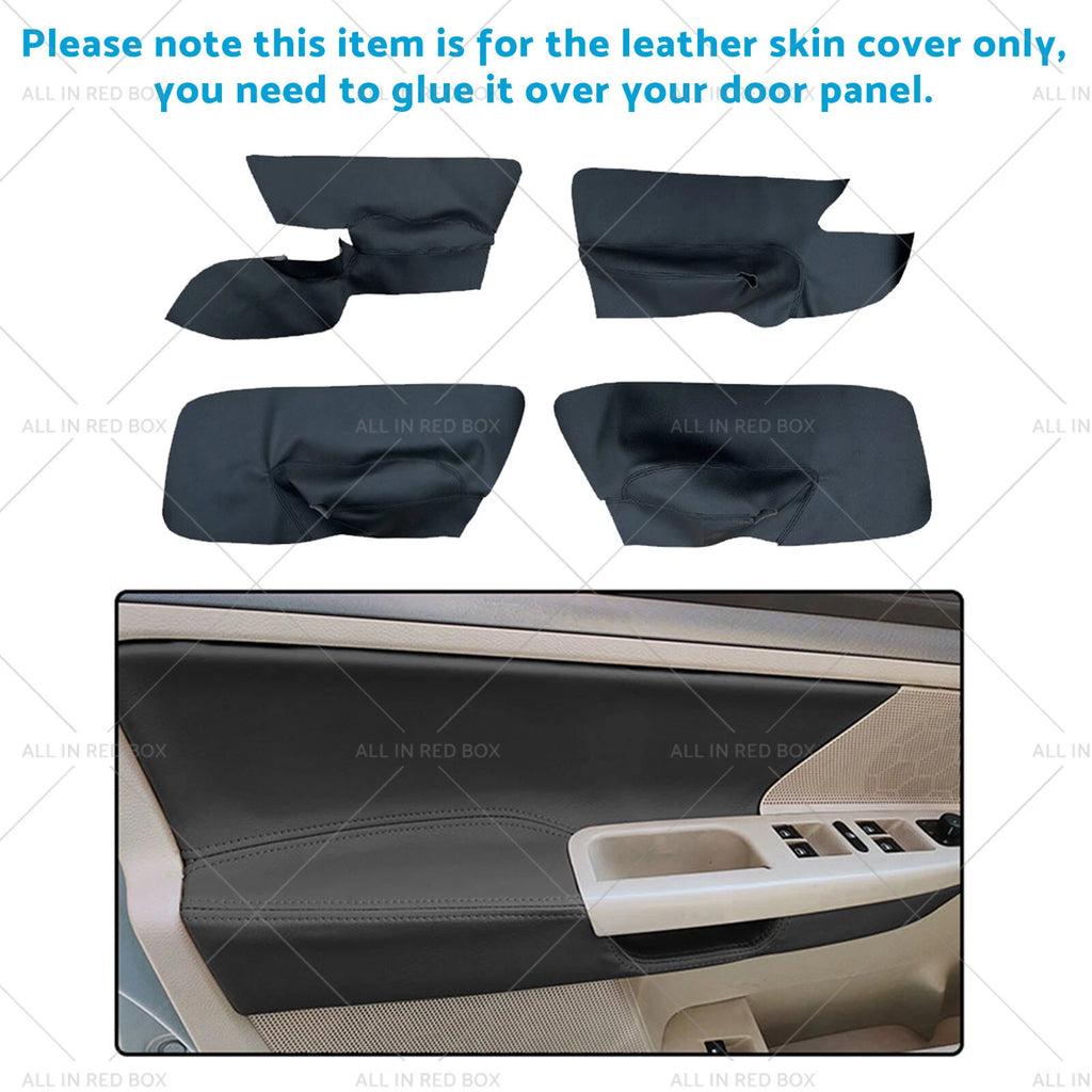 Set of 4 Black Leather Door Armrest Panel Covers for VW Jetta Golf MK5 (2005–2010)