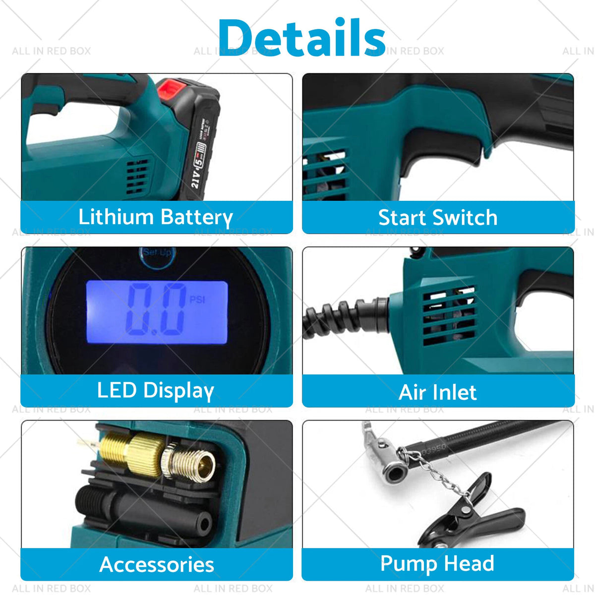 Cordless Portable Tyre Inflator Pump for Makita 18V Battery (Battery Charger)