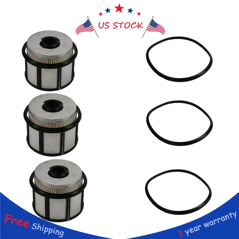 Set of 3 Fuel Filters with Caps for Ford F-Series E-Series (1998–2003)