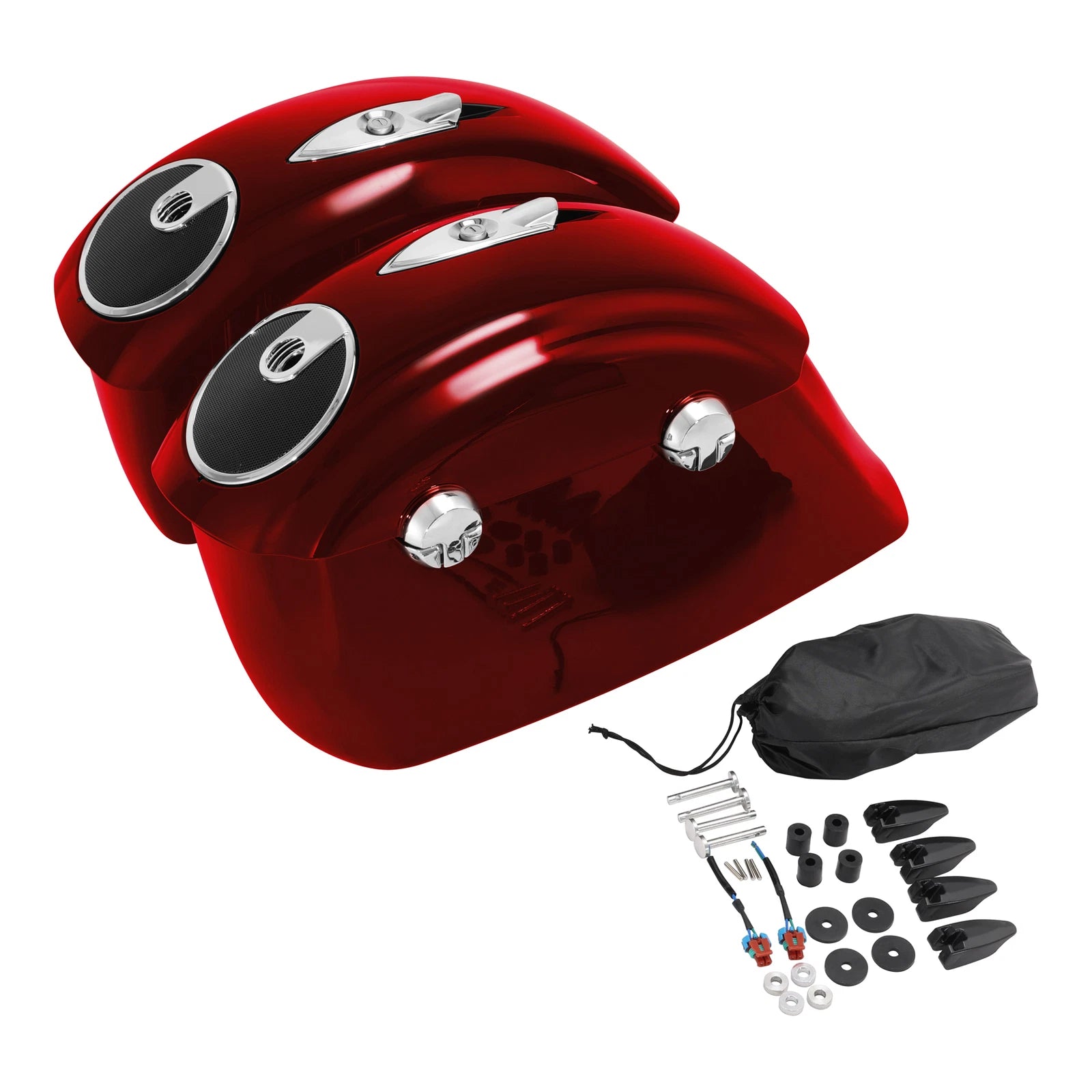 Red Hard Saddlebags with Electronic Latch for Indian Chieftain (2014–2018)