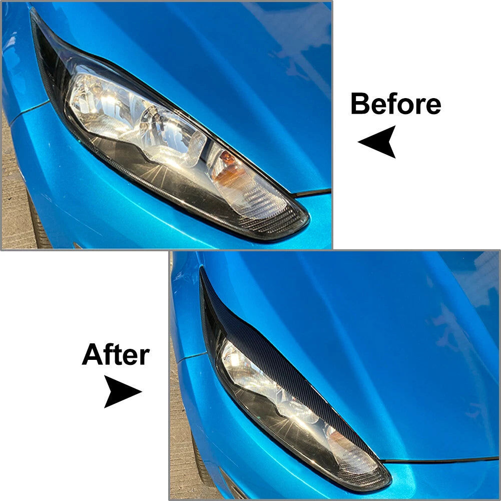 Pair Headlight Eyebrow Cover Trim for Ford Fiesta MK6.5 (2013–2017)