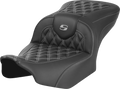 SADDLEMEN RoadSofa Seat for Harley Davidson (2014–2023) - Carbon Fiber, Lattice Stitch