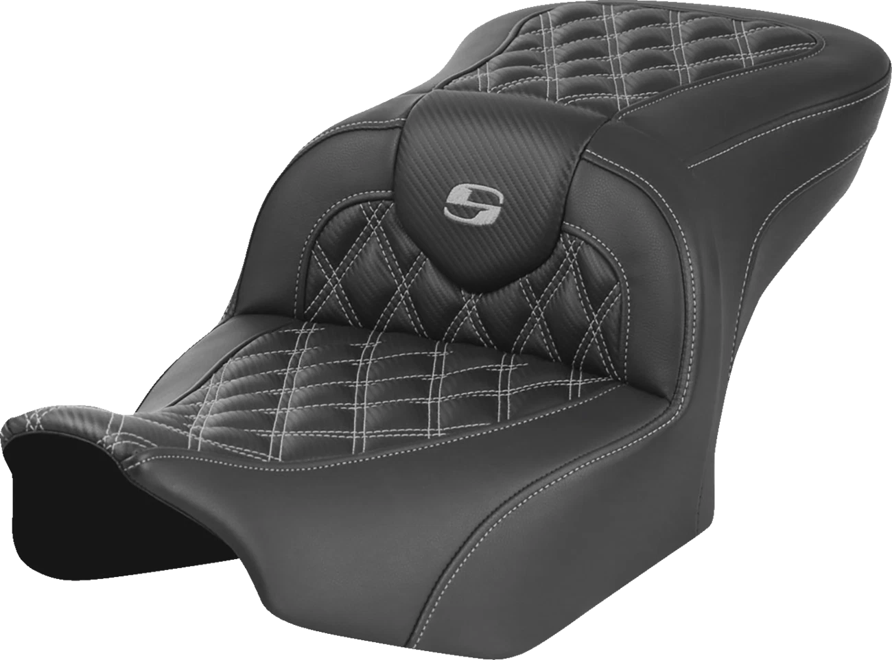 SADDLEMEN RoadSofa Seat for Harley Davidson (2014–2023) - Carbon Fiber, Lattice Stitch