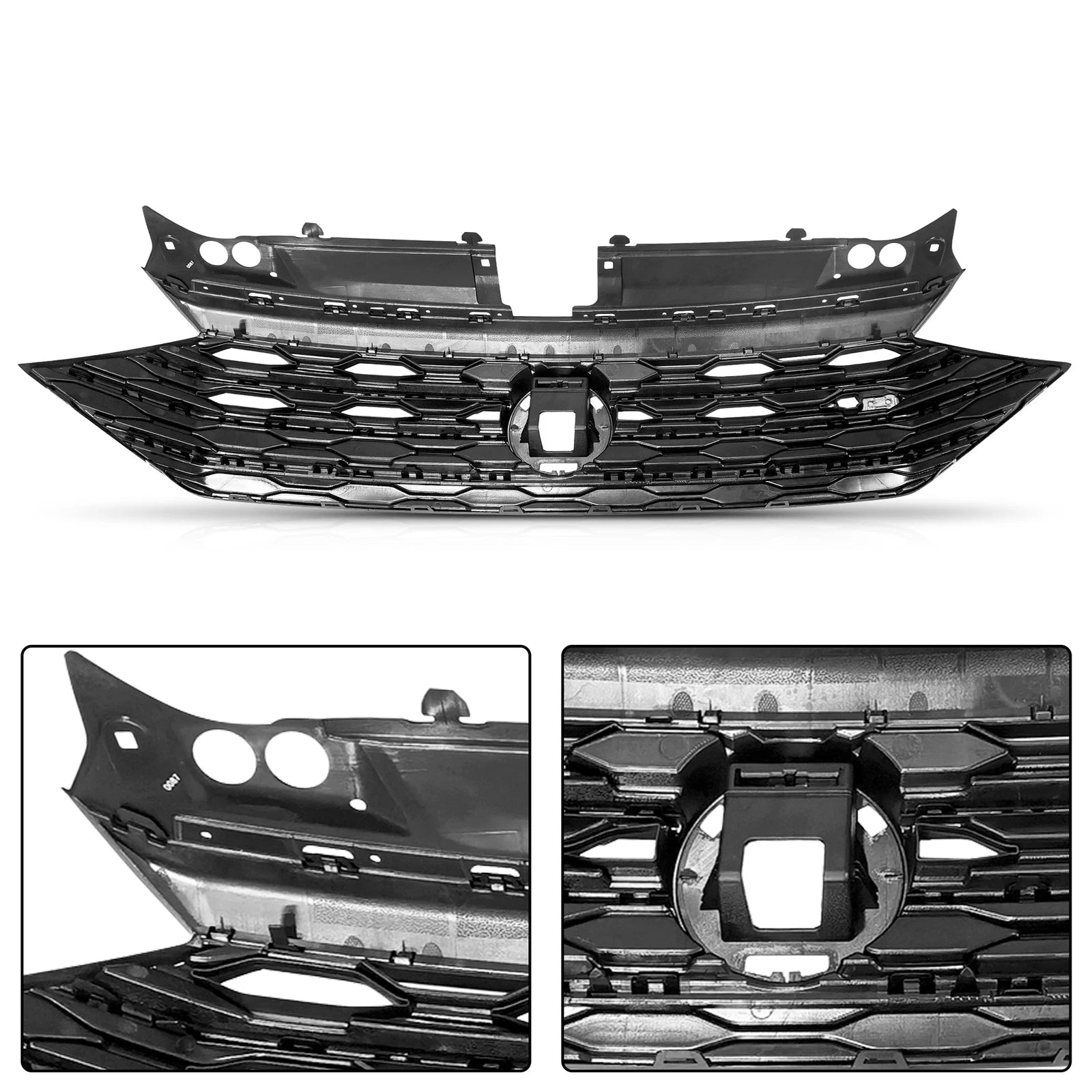 Front Bumper Grille for Volkswagen Jetta GLI (2019–2020) Glossy Black Trim