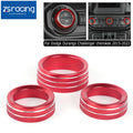 3X Red AC Radio Switch Trim Ring Knob Cover for Dodge Challenger/Charger