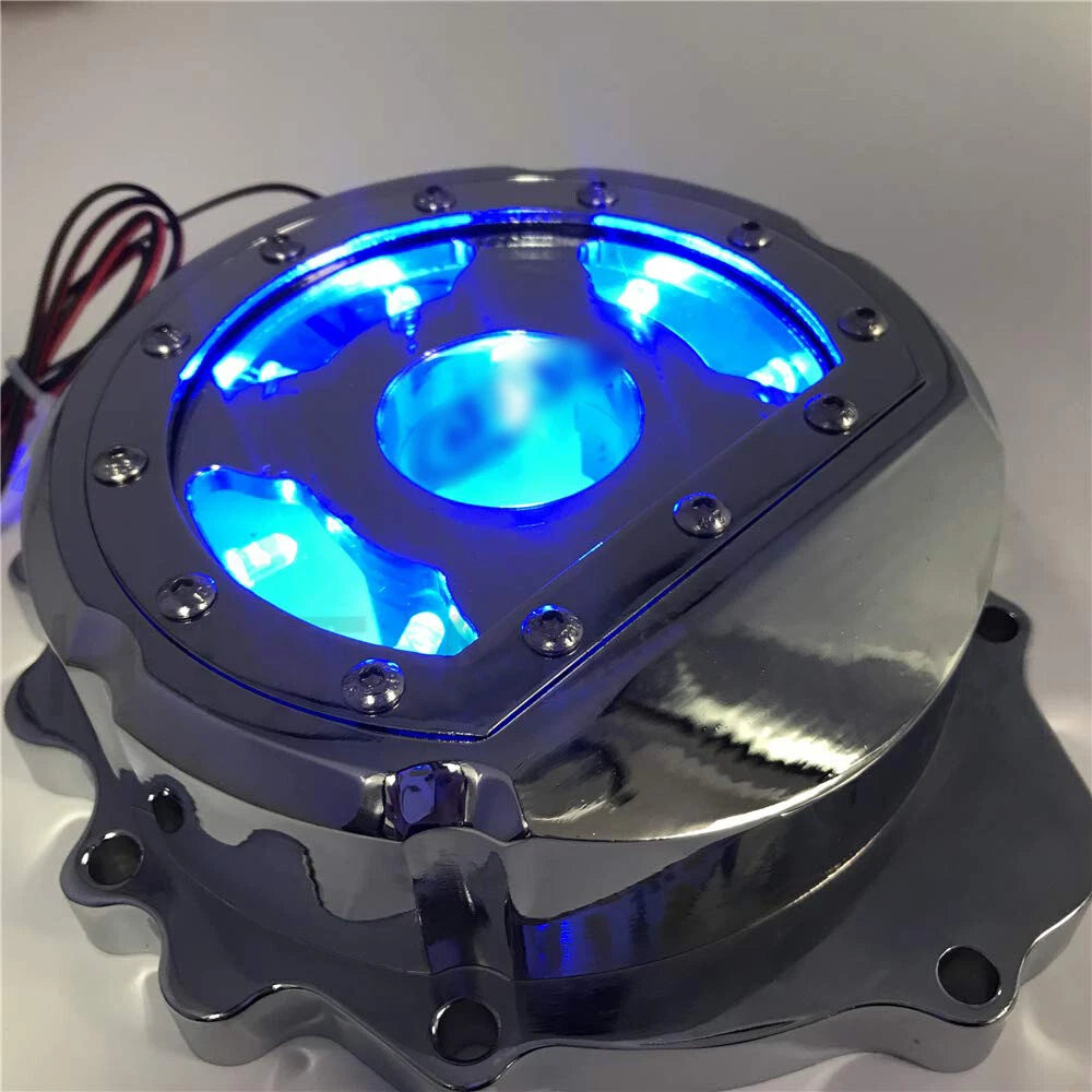 Chrome Left Engine Stator Cover with Blue LED for Honda CBR600RR (2003–2019)