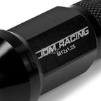 20x Open End M12x1.25 50mm Tall Black Aluminum Lug Nuts + Adapter