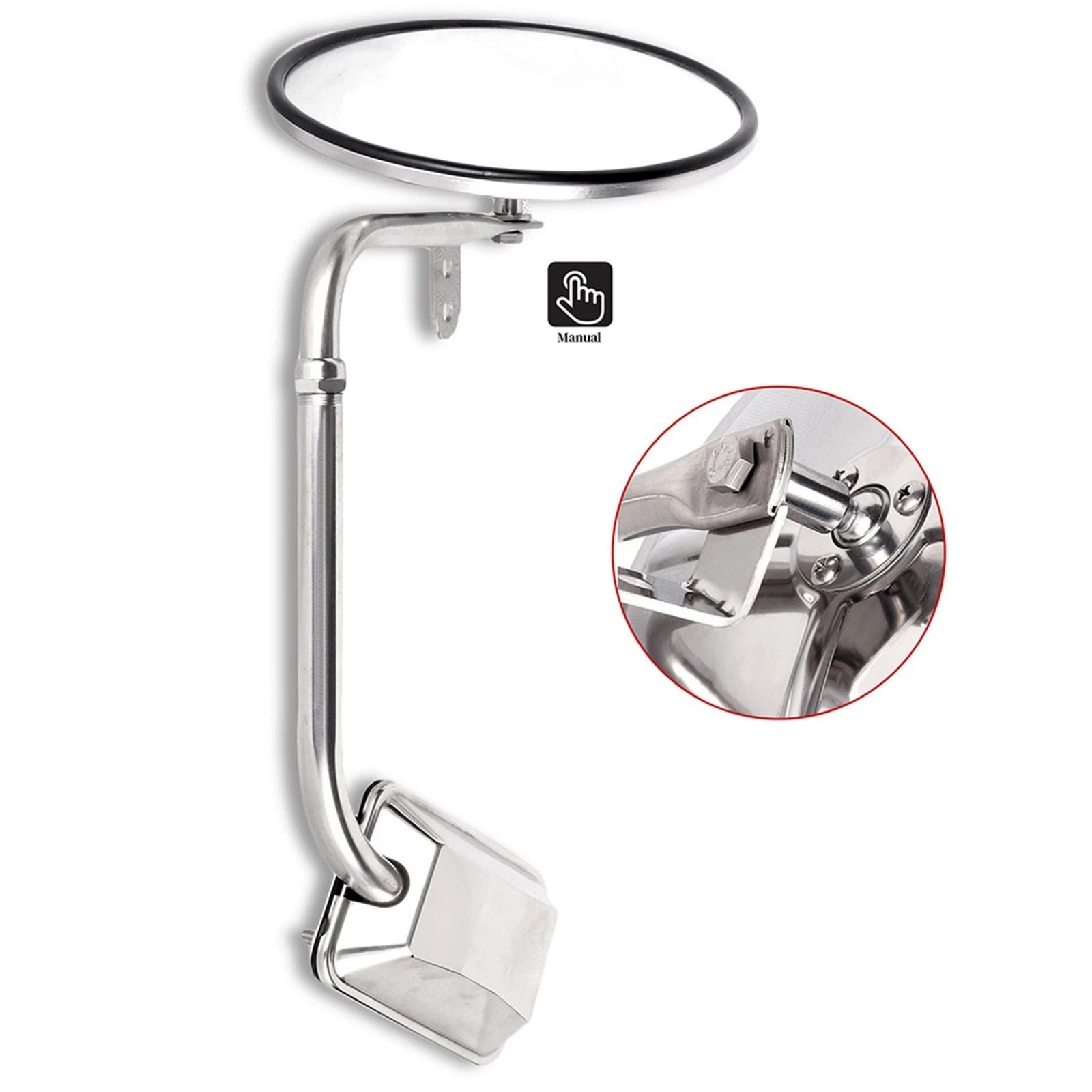 Driver LH Side Manual Stainless Steel 8" Round Mirror for