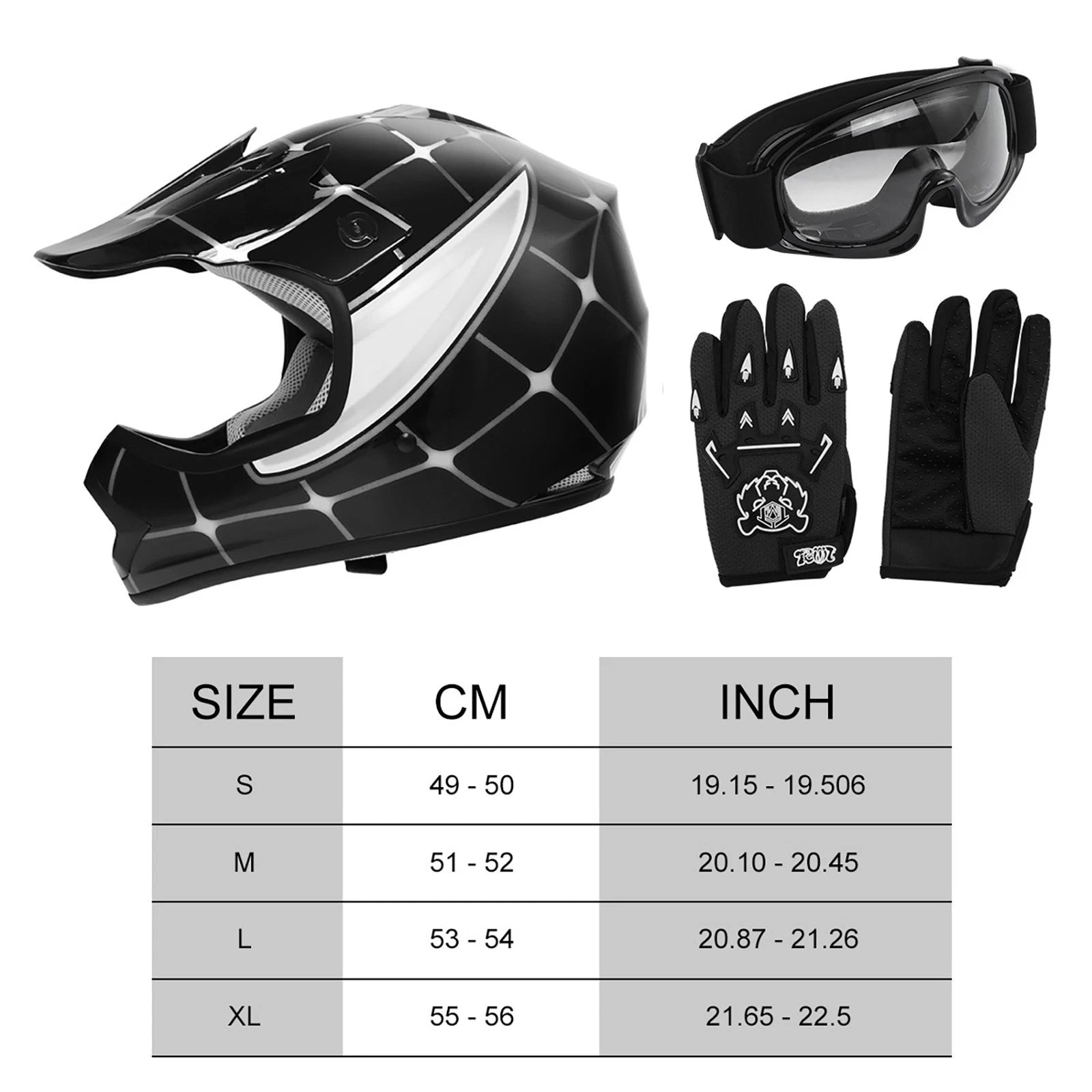 Youth Dirt Bike Helmet for ATV Motorcycle (DOT Approved) - Spider Black/Red
