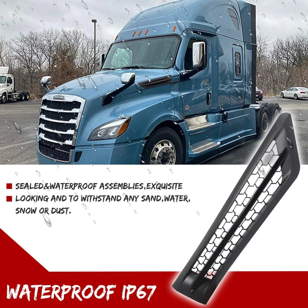 Set of 2 Black Fender Hood Grille Intake Vents for Freightliner Cascadia (2018–2025)