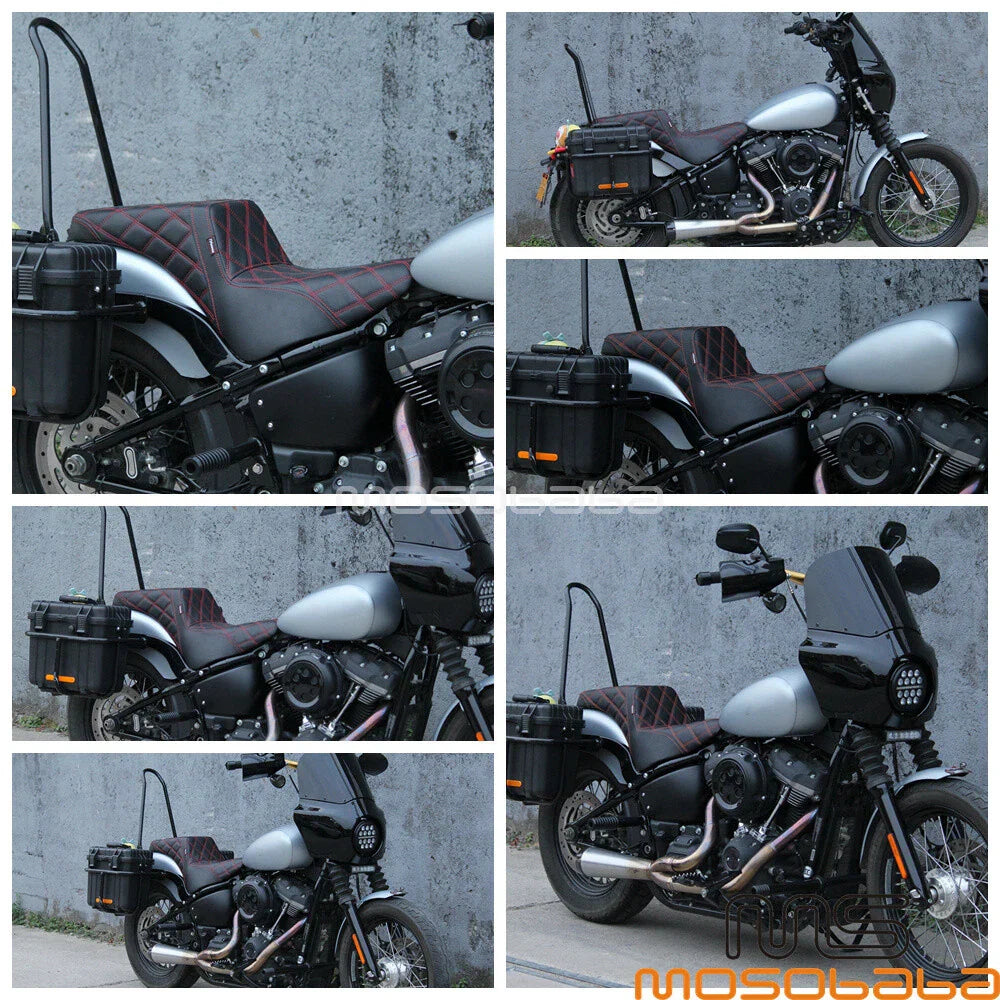 Gel Seat Red Stitch for Harley Softail FLDE FLHC FLSL FXBB FXST (2018-2023)