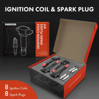Set of 8 Red Ignition Coils & Iridium Spark Plugs for Honda Civic (2003–2005)