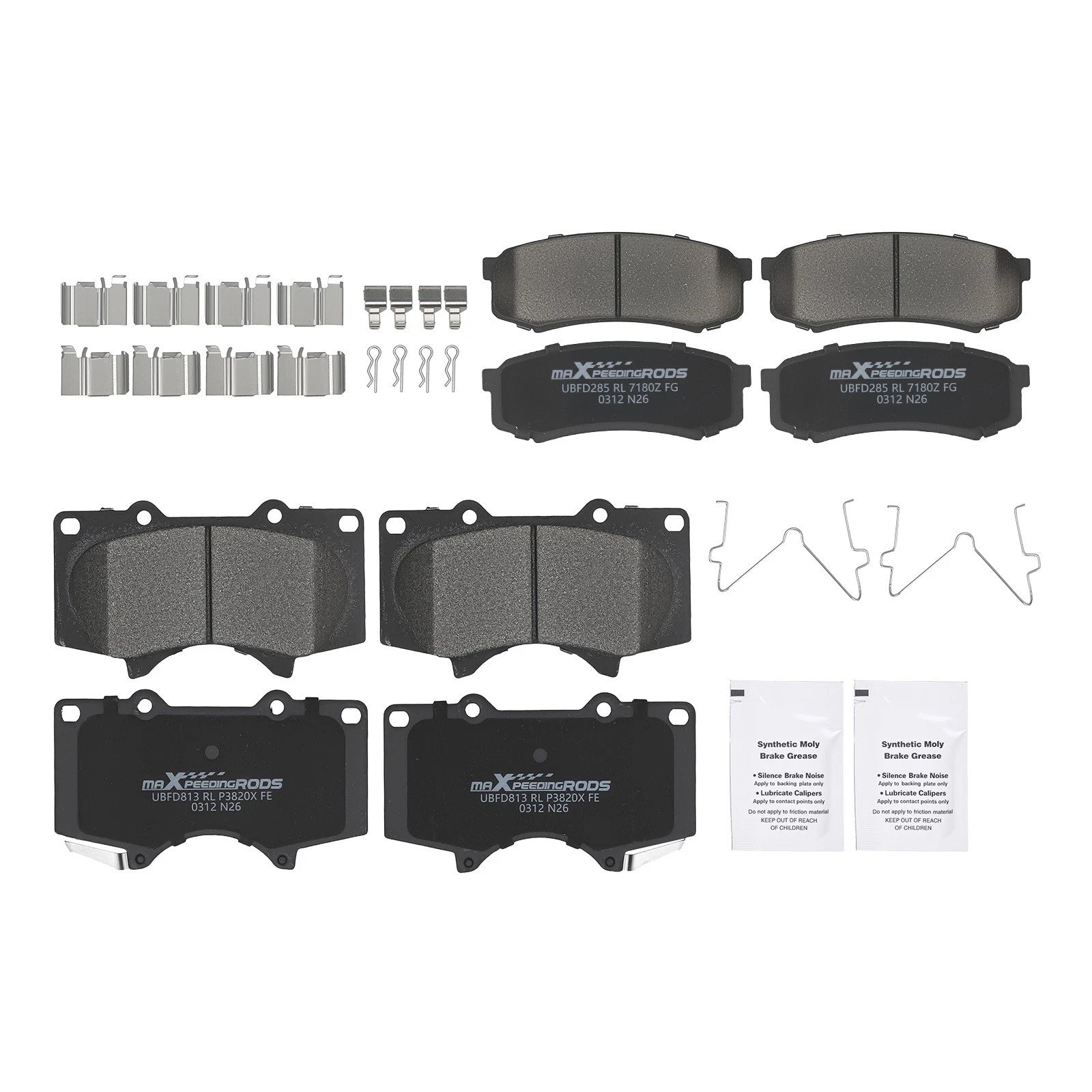 8pcs Ceramic Brake Pads Set for Toyota 4Runner (2003–2024) w/Hardware