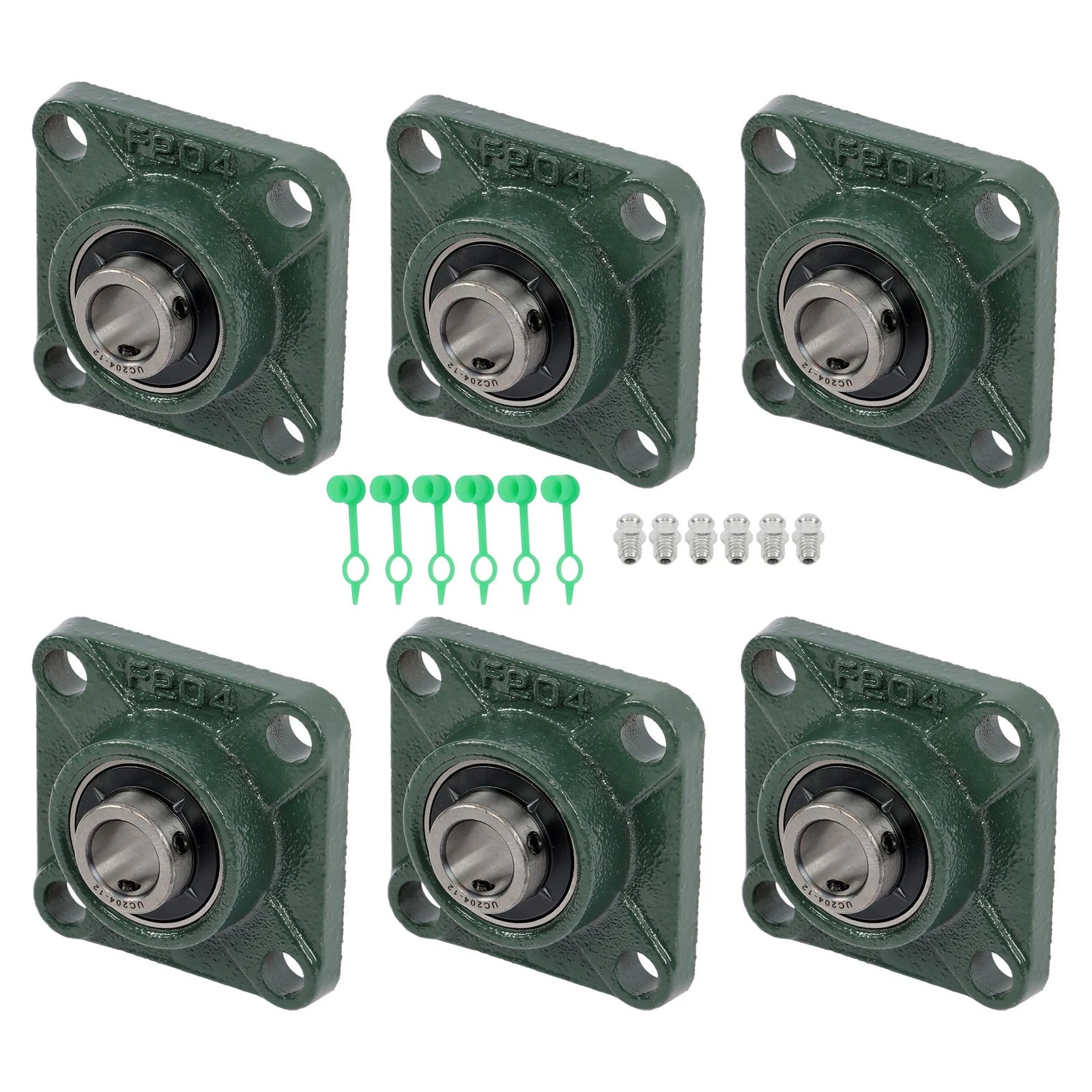 Set of 6 Pillow Block Square Flange Bearings