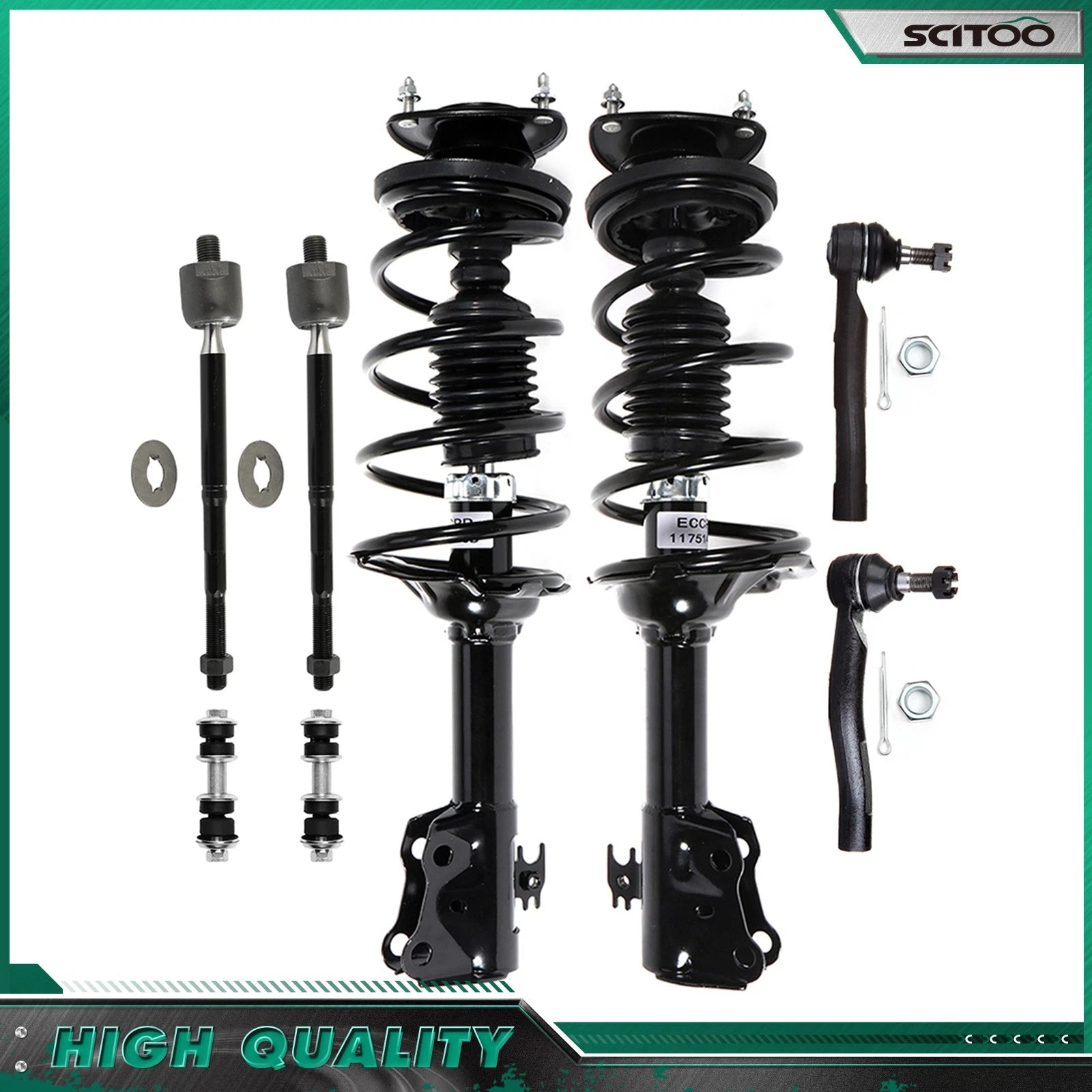 Front Struts, Sway Bar Link, Tie Rods & Coil Springs for Toyota Echo (2000–2005)