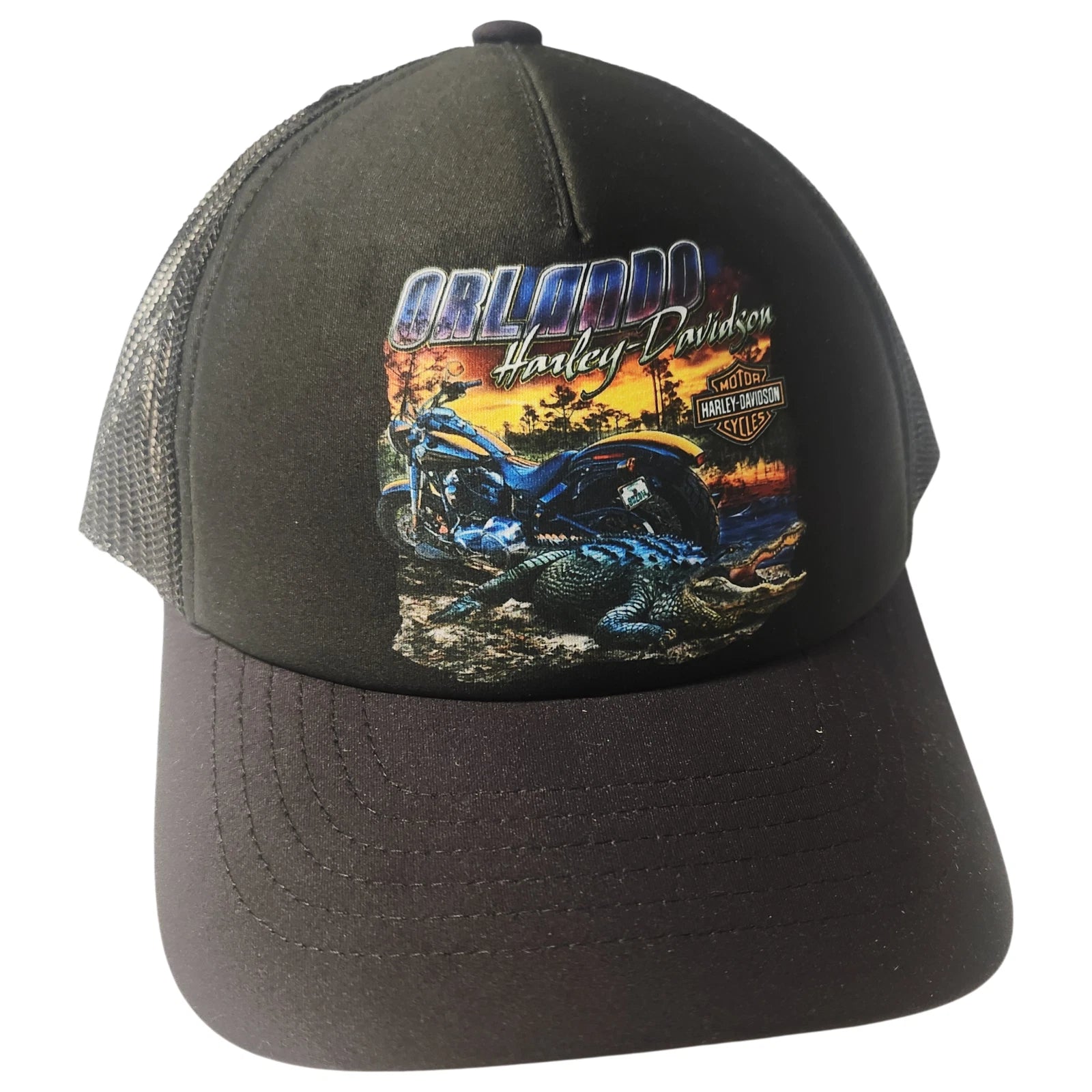 Harley-Davidson Men's Orlando Gator Snapback Trucker Hat (Black)