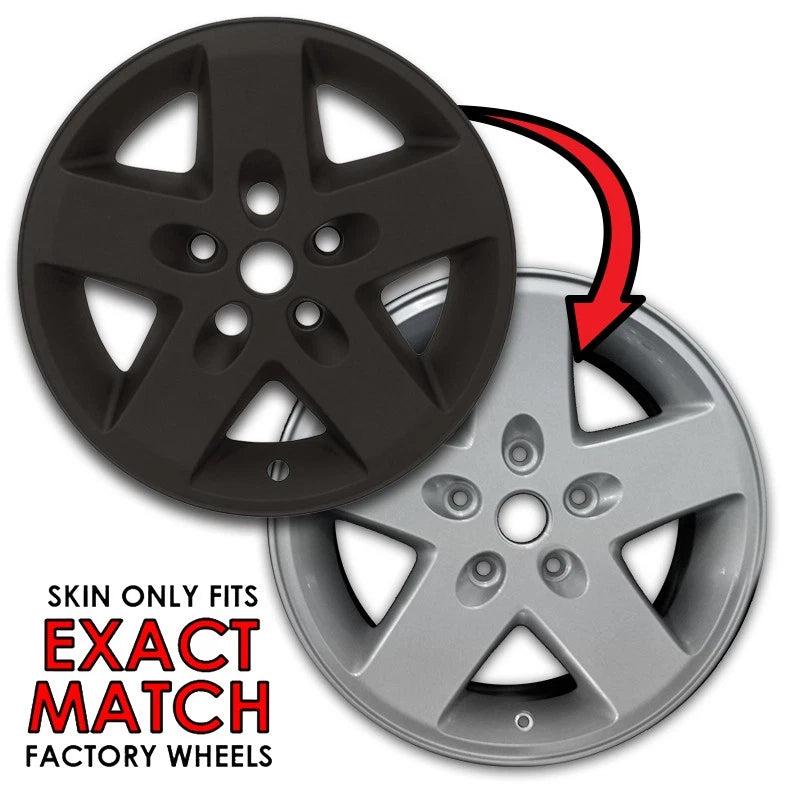 17 Inch Matte Black Wheel Skins for Jeep Wrangler JK (2007–2017)