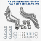 Pair Stainless Steel Exhaust Headers for Ford F250 F350 (1983–1987)