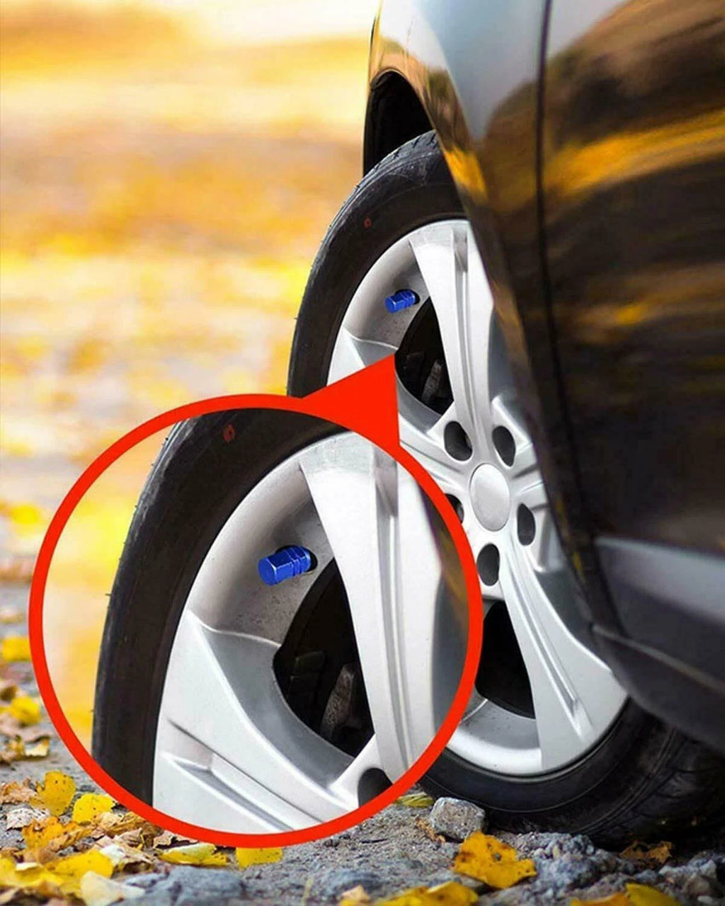 4Pcs Blue Universal Aluminum Wheel Tire Valve Caps for Car (Universal)