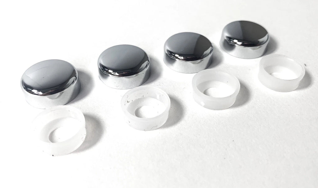 Chrome License Plate Frame Screw Caps Covers for Universal Fit (All Years)
