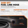 5 Feet 3AN NBR Rubber Braided Fuel Line Hose for Diesel Gas (N/A)
