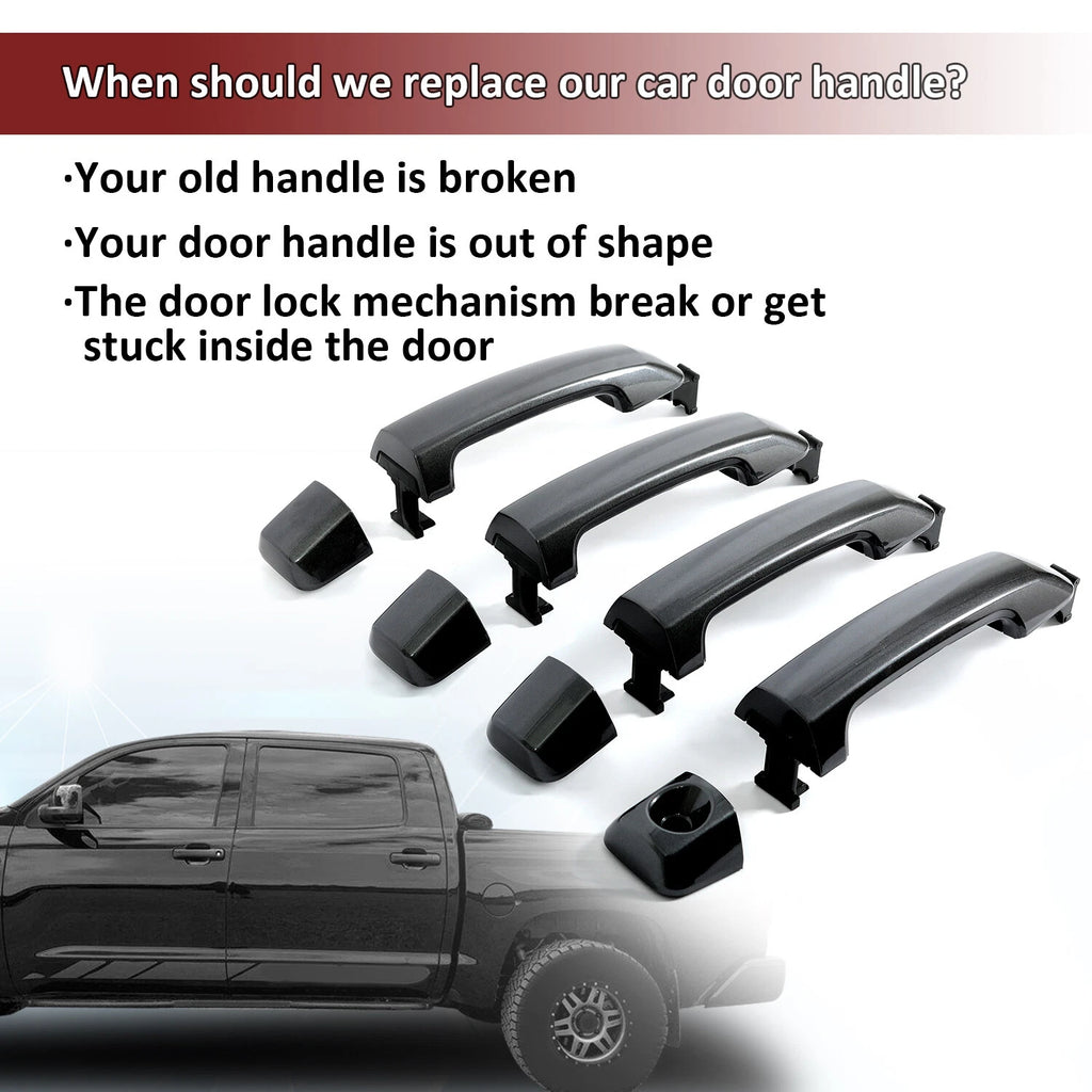 Set of Gray Painted Door Handles for Toyota Tundra Sequoia (2011–2019)