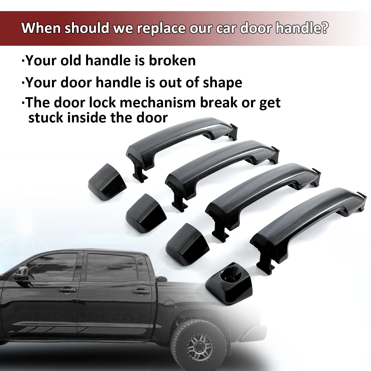 Set of Gray Painted Door Handles for Toyota Tundra Sequoia (2011–2019)