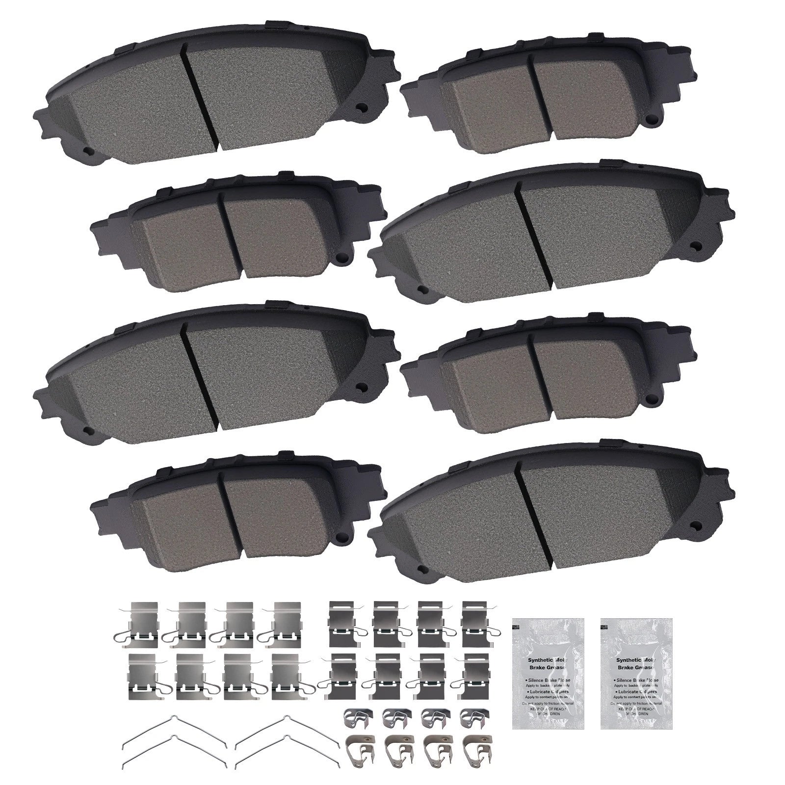 Front & Rear Ceramic Brake Pads Kit for Lexus RX350 RX450h (2010–2015) w/Hardware