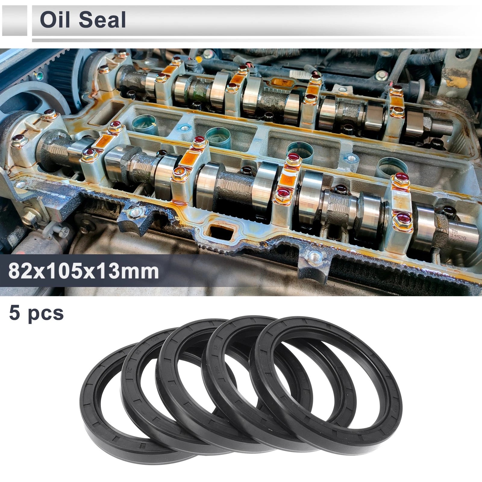 Set of 5 Oil Seal Rotary Shaft Seal for Various Models (82x105x13mm)