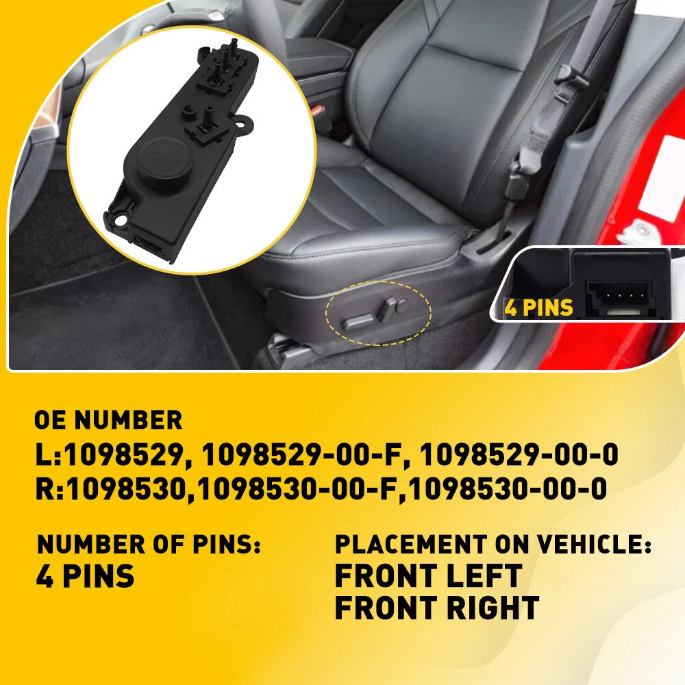 Pair Power Seat Switches for Tesla Model 3/Y (2017–2022)
