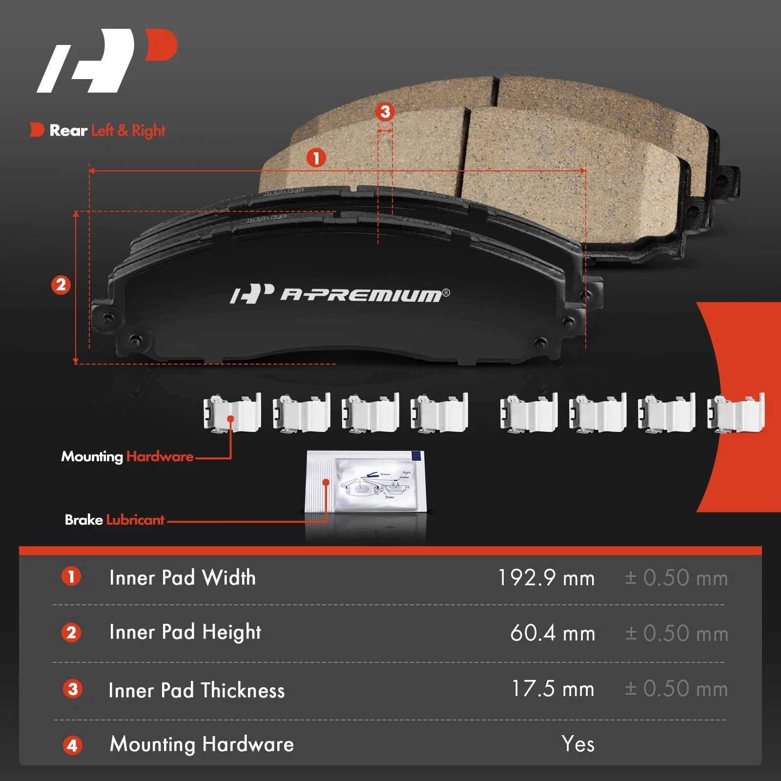 Set of 4 Rear Ceramic Brake Pads for Ford F-250 F-350 Super Duty (2013–2022)