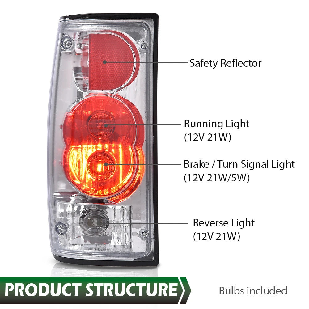 Set of 2 Red Chrome Tail Lights for Toyota Pickup (1989–1995)