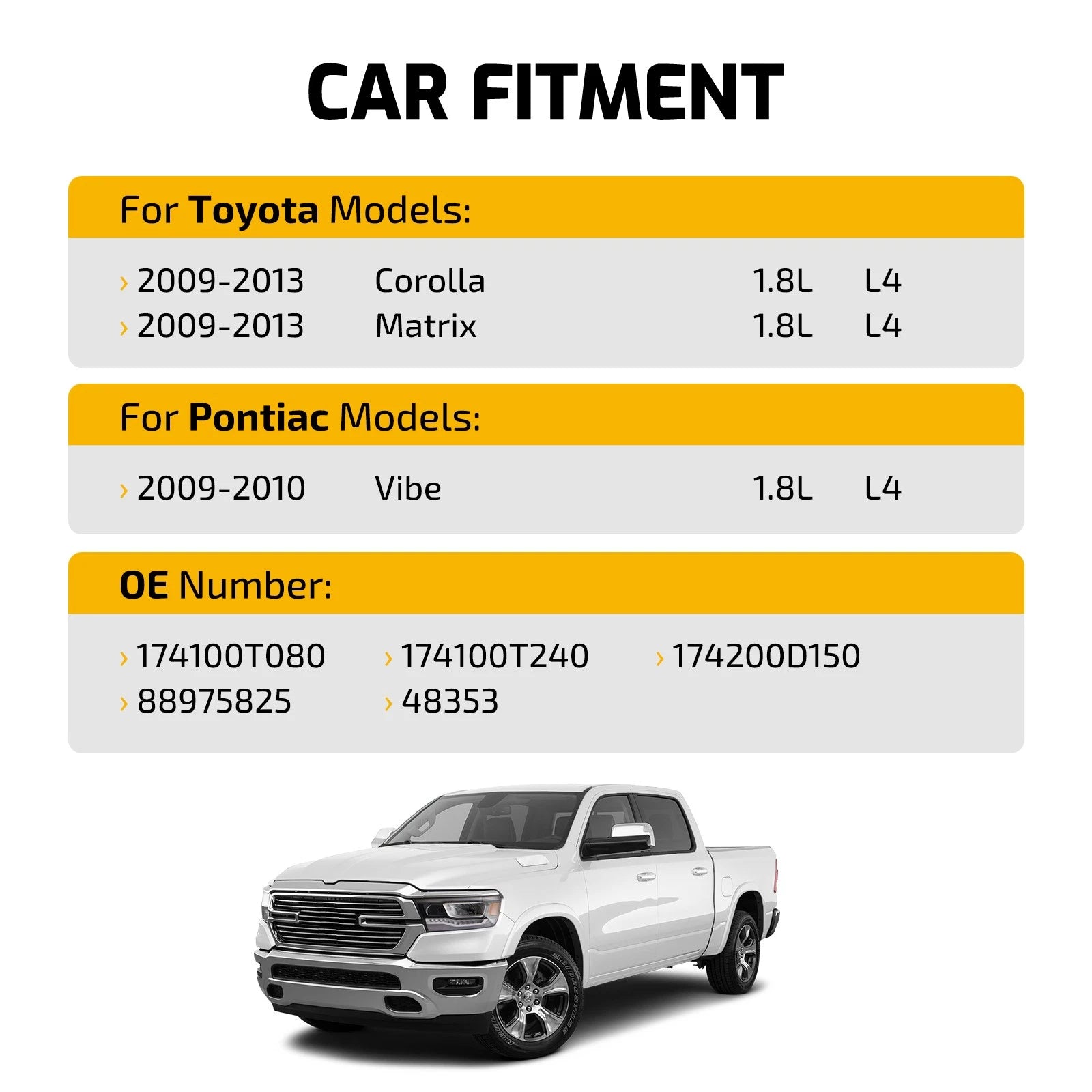 Front Catalytic Converter for Pontiac Vibe L4 1.8L (2009-2010)