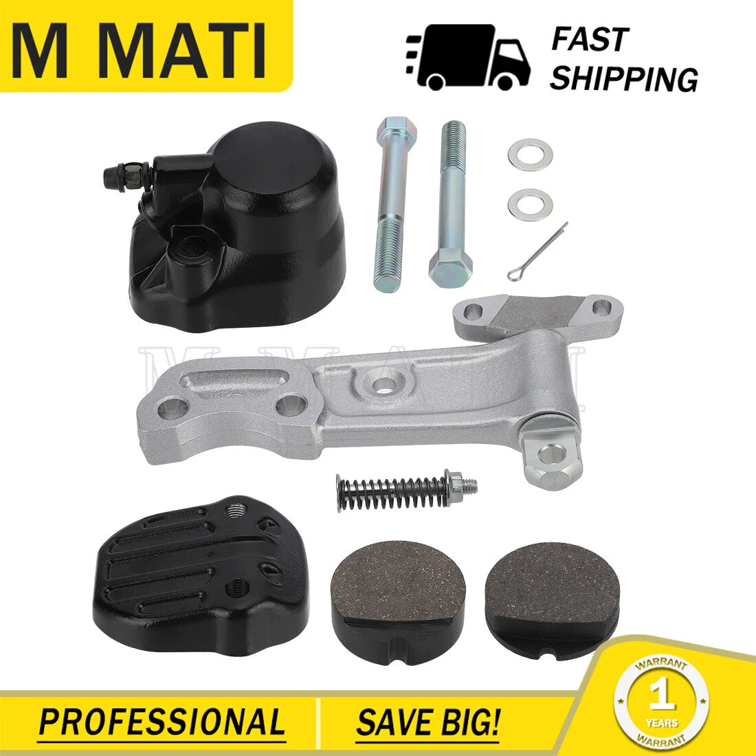 Front Brake Caliper Kit & Pads for Honda CB350 CB360 CB400F CB450 CB500 CB550 (1968–1978)