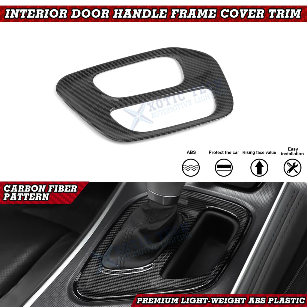 Carbon Fiber Style Gear Shift Media Frame Cover for Dodge Challenger (2015–2026)